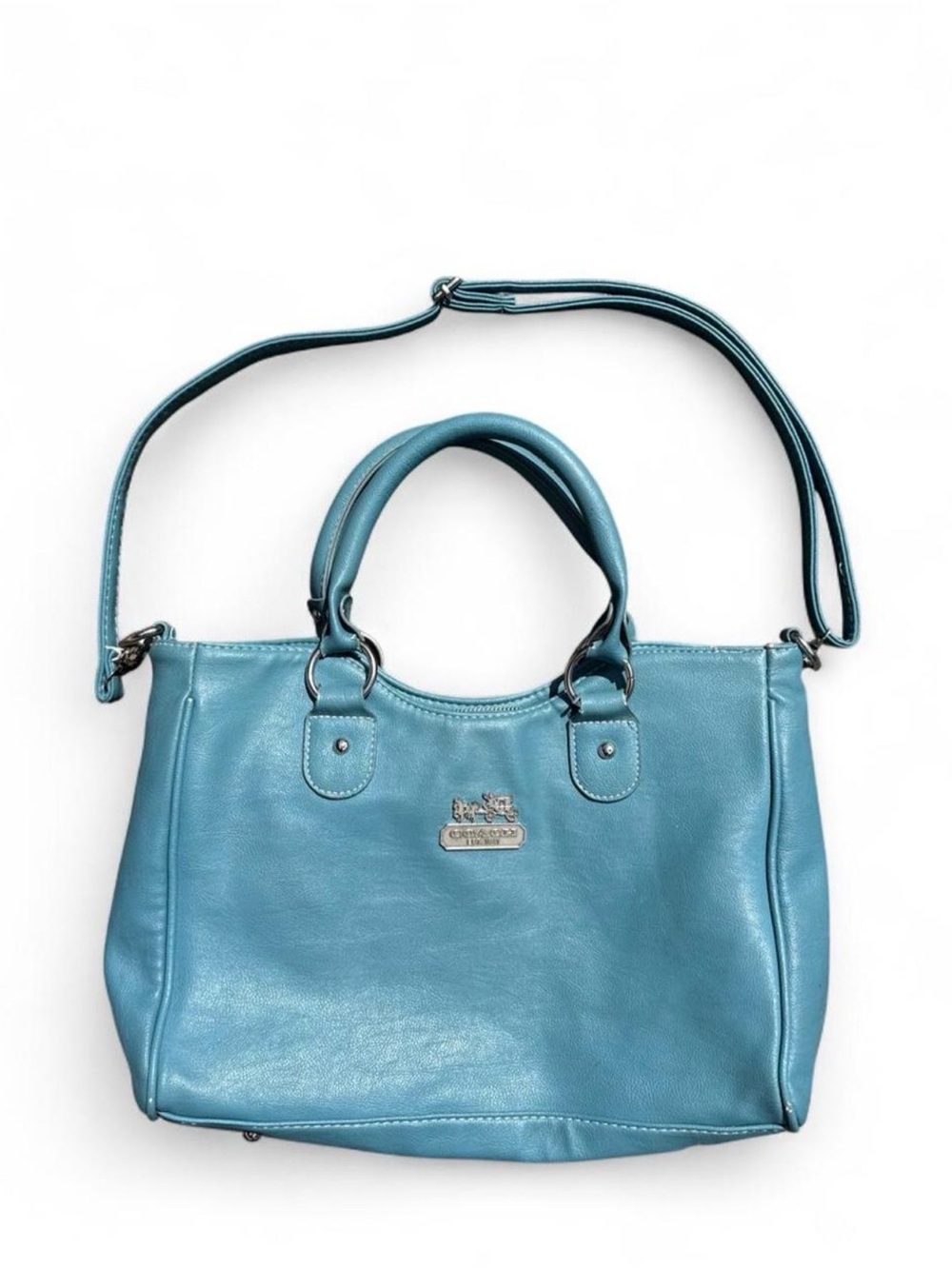Coach Blue Leather Satchel with Removable Shoulder Strap